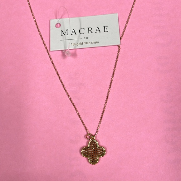 Pave CZ Clover Necklace 18K Gold Filled W/ 18” sparkle beaded chain - Picture 4 of 5